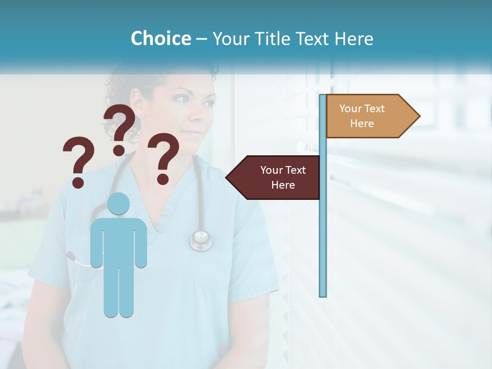 A Woman Doctor Standing In Front Of A Window With A Stethoscope On PowerPoint Template