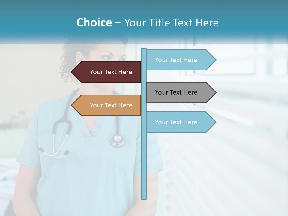 A Woman Doctor Standing In Front Of A Window With A Stethoscope On PowerPoint Template