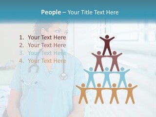 A Woman Doctor Standing In Front Of A Window With A Stethoscope On PowerPoint Template