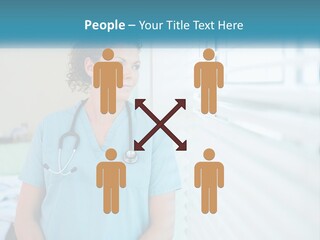 A Woman Doctor Standing In Front Of A Window With A Stethoscope On PowerPoint Template