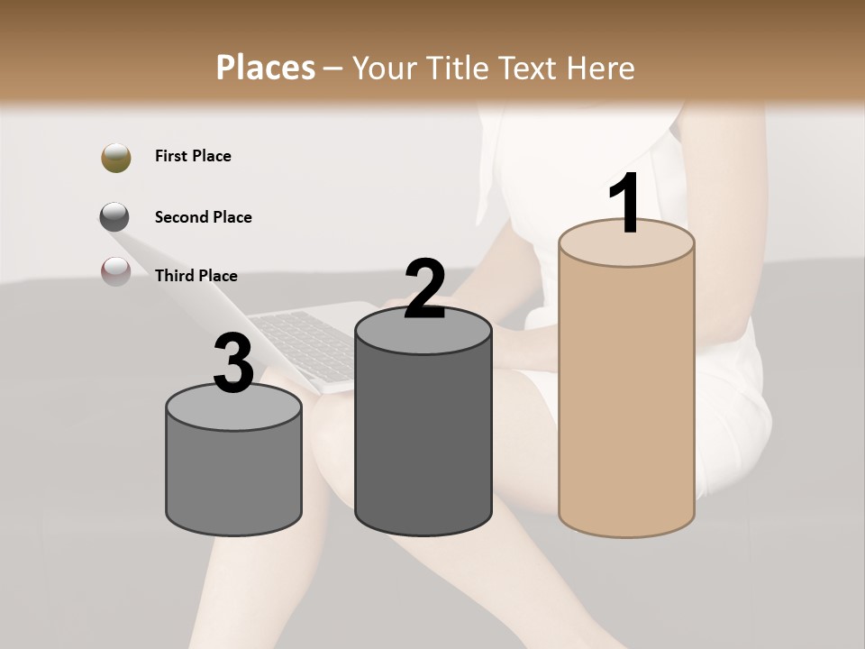 A Woman Sitting On A Couch Using A Laptop Computer PowerPoint Template