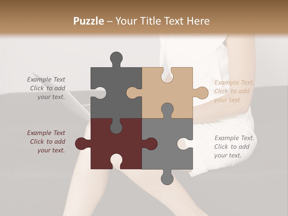 A Woman Sitting On A Couch Using A Laptop Computer PowerPoint Template