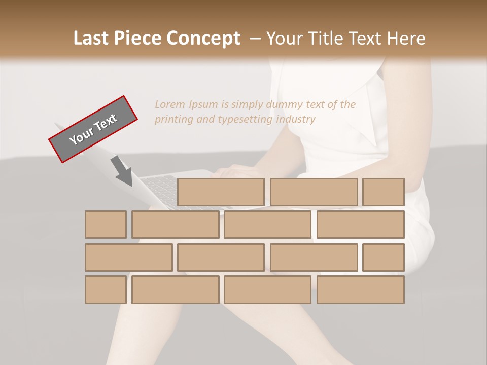 A Woman Sitting On A Couch Using A Laptop Computer PowerPoint Template