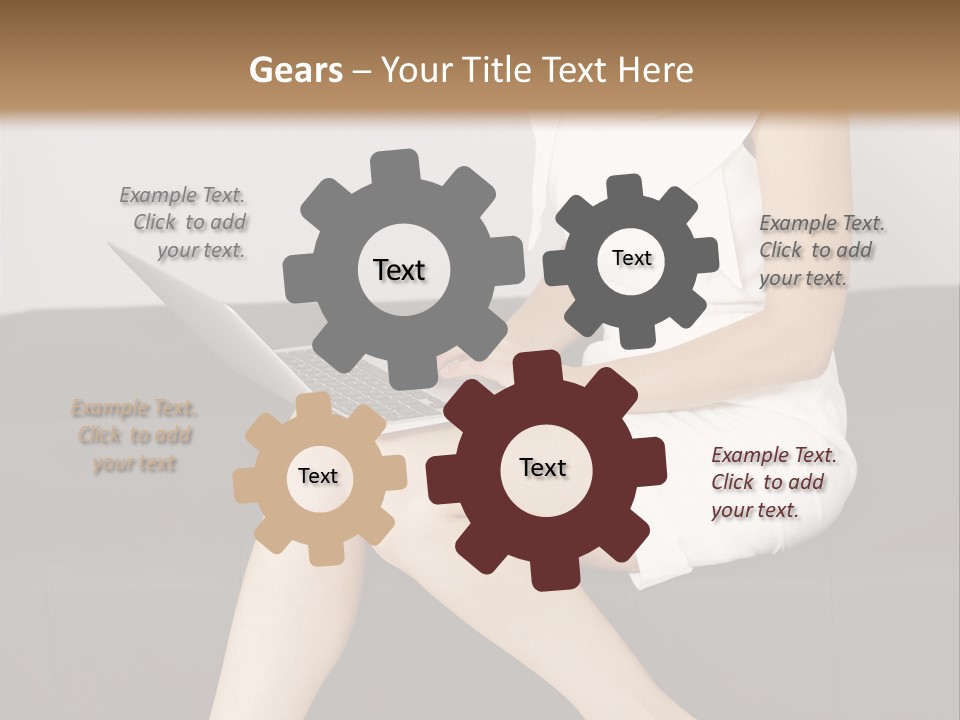 A Woman Sitting On A Couch Using A Laptop Computer PowerPoint Template