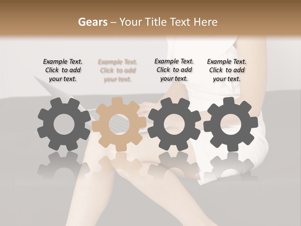 A Woman Sitting On A Couch Using A Laptop Computer PowerPoint Template