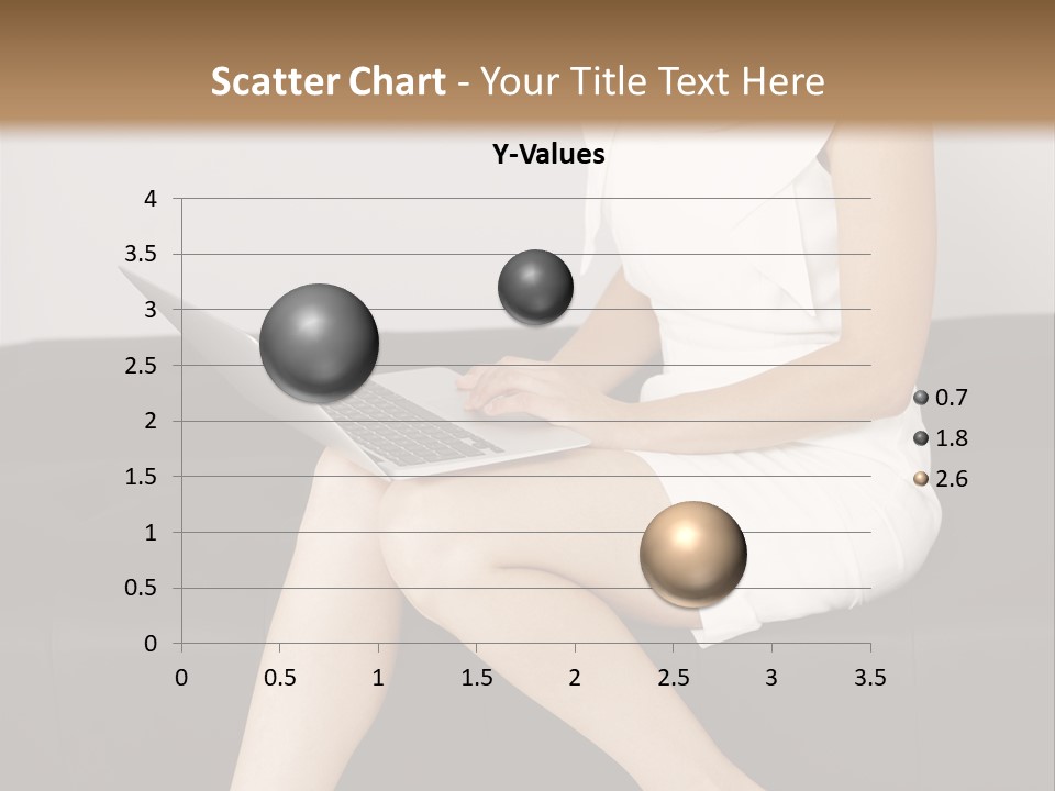 A Woman Sitting On A Couch Using A Laptop Computer PowerPoint Template