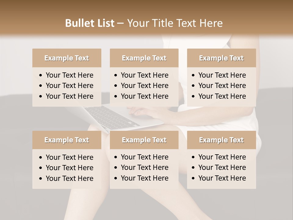 A Woman Sitting On A Couch Using A Laptop Computer PowerPoint Template