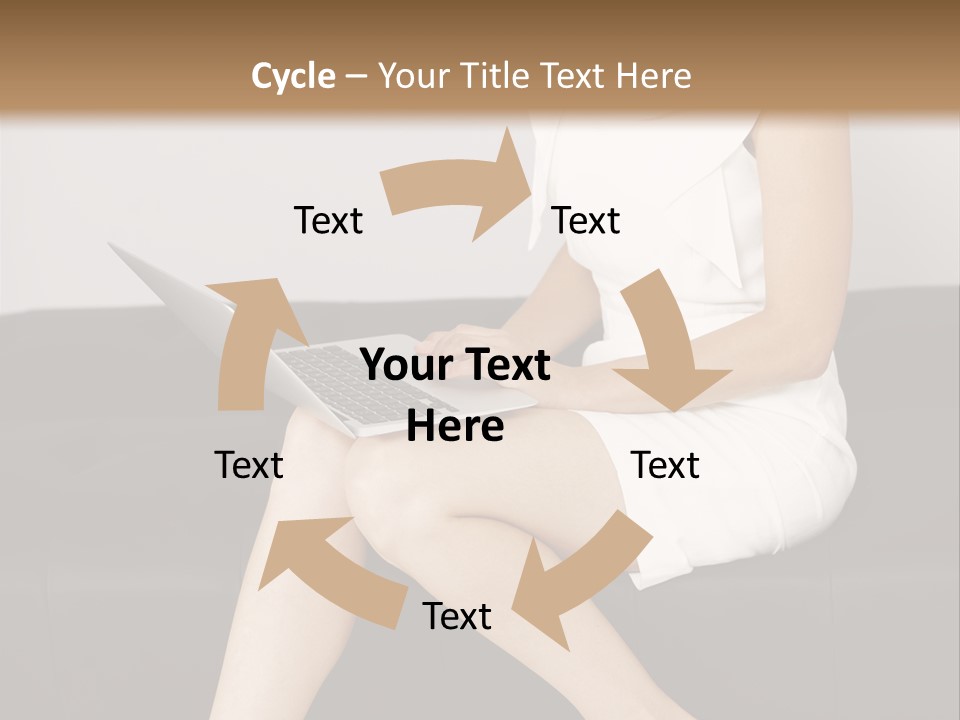 A Woman Sitting On A Couch Using A Laptop Computer PowerPoint Template