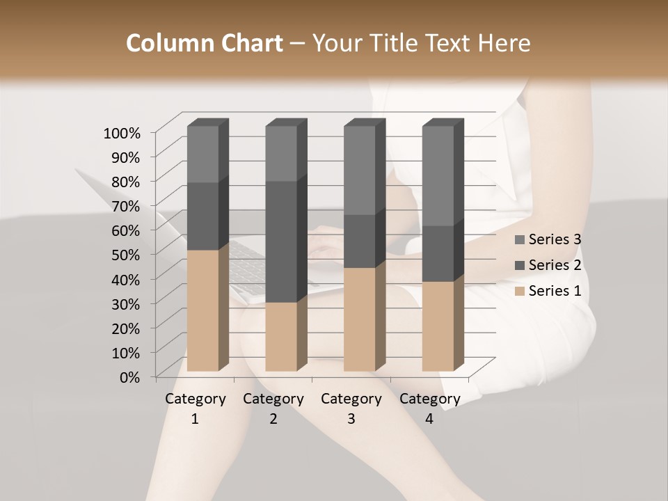 A Woman Sitting On A Couch Using A Laptop Computer PowerPoint Template
