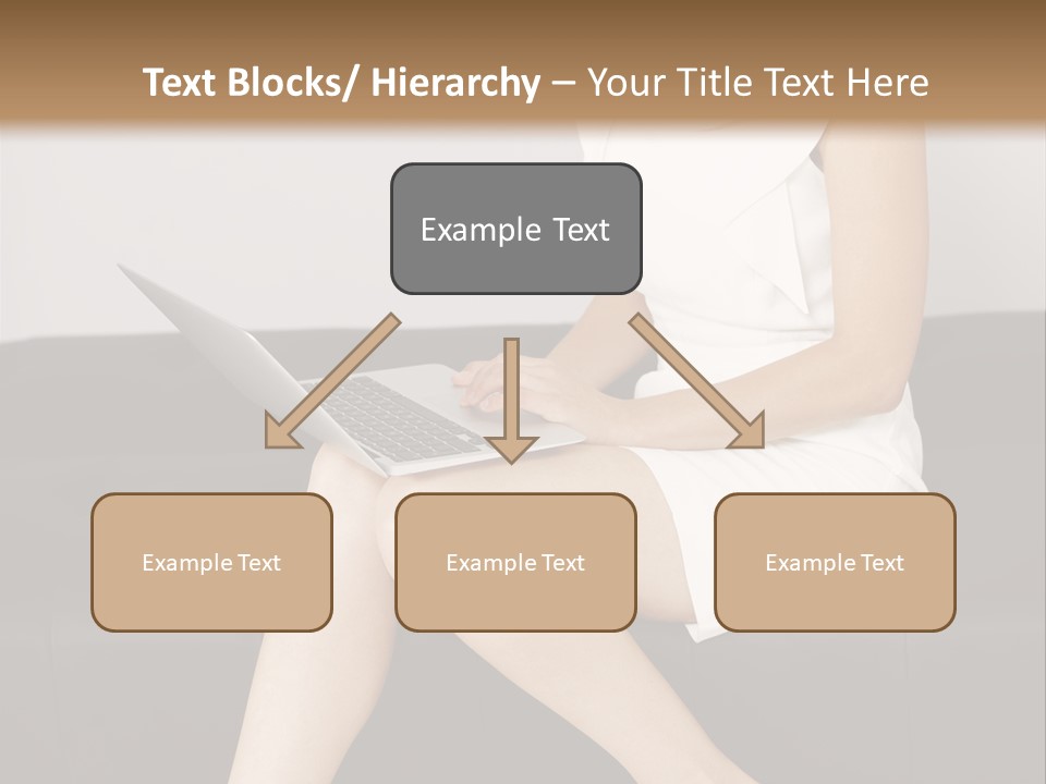 A Woman Sitting On A Couch Using A Laptop Computer PowerPoint Template