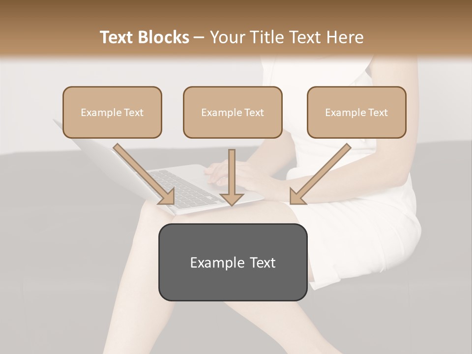 A Woman Sitting On A Couch Using A Laptop Computer PowerPoint Template