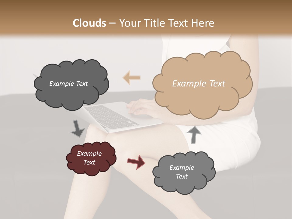 A Woman Sitting On A Couch Using A Laptop Computer PowerPoint Template