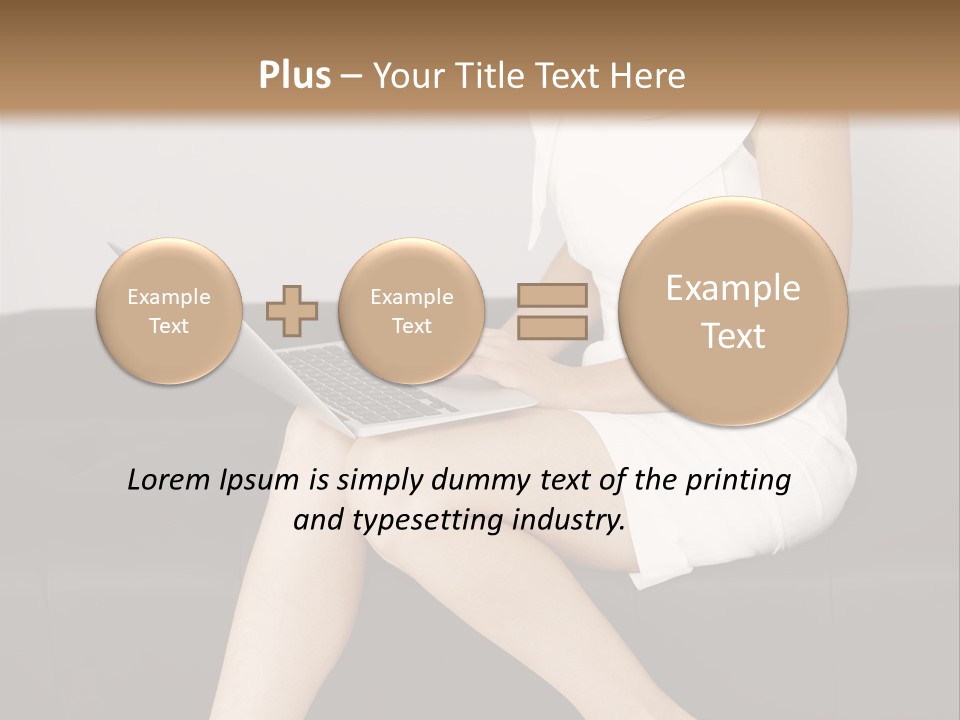 A Woman Sitting On A Couch Using A Laptop Computer PowerPoint Template