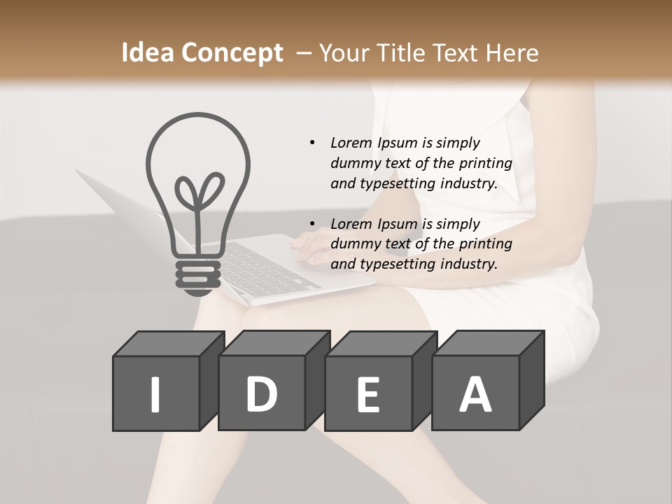 A Woman Sitting On A Couch Using A Laptop Computer PowerPoint Template