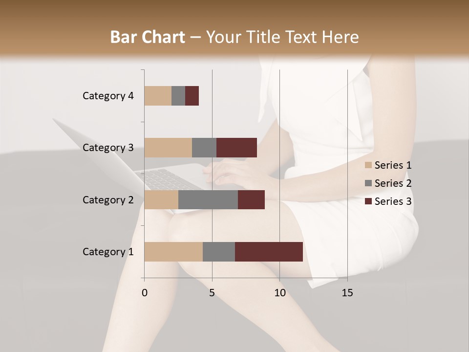A Woman Sitting On A Couch Using A Laptop Computer PowerPoint Template