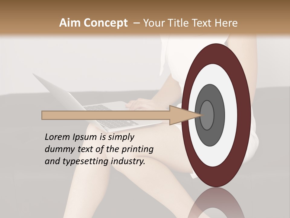 A Woman Sitting On A Couch Using A Laptop Computer PowerPoint Template