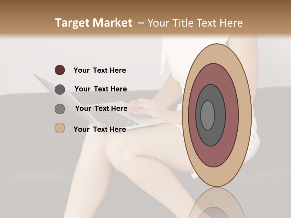 A Woman Sitting On A Couch Using A Laptop Computer PowerPoint Template