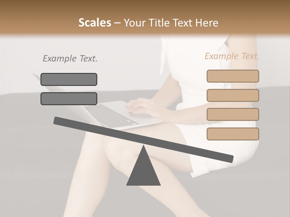 A Woman Sitting On A Couch Using A Laptop Computer PowerPoint Template