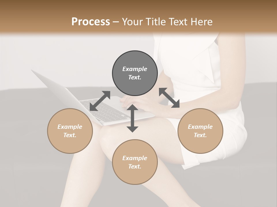 A Woman Sitting On A Couch Using A Laptop Computer PowerPoint Template