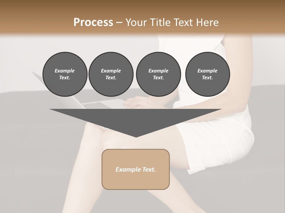 A Woman Sitting On A Couch Using A Laptop Computer PowerPoint Template