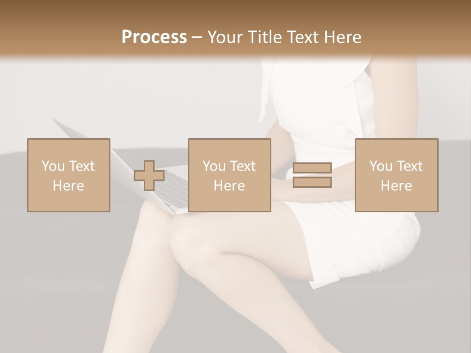 A Woman Sitting On A Couch Using A Laptop Computer PowerPoint Template
