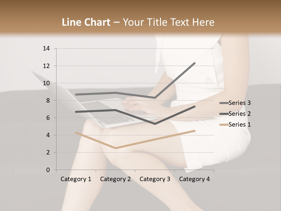 A Woman Sitting On A Couch Using A Laptop Computer PowerPoint Template