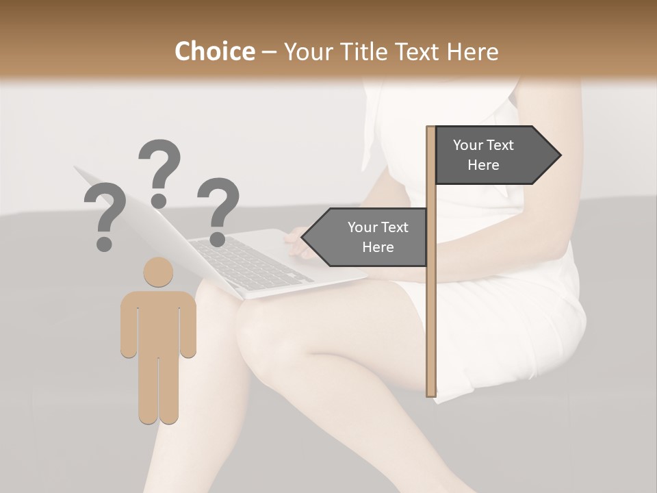 A Woman Sitting On A Couch Using A Laptop Computer PowerPoint Template