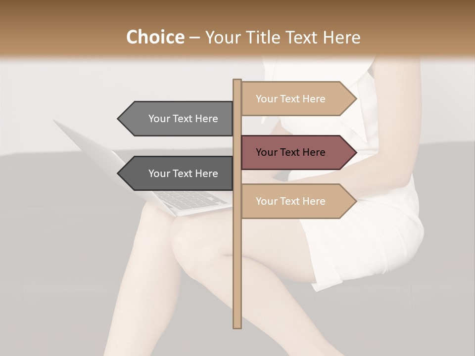 A Woman Sitting On A Couch Using A Laptop Computer PowerPoint Template