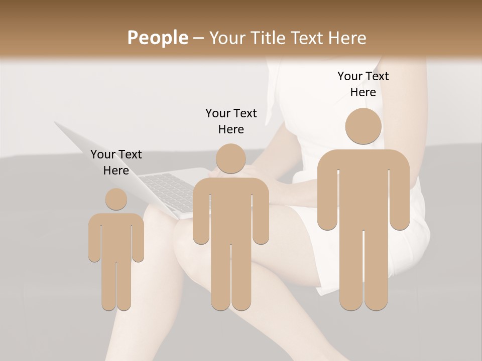 A Woman Sitting On A Couch Using A Laptop Computer PowerPoint Template