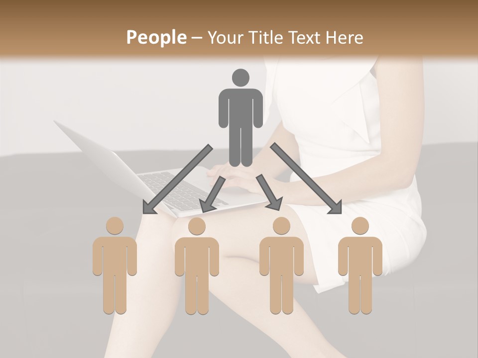 A Woman Sitting On A Couch Using A Laptop Computer PowerPoint Template