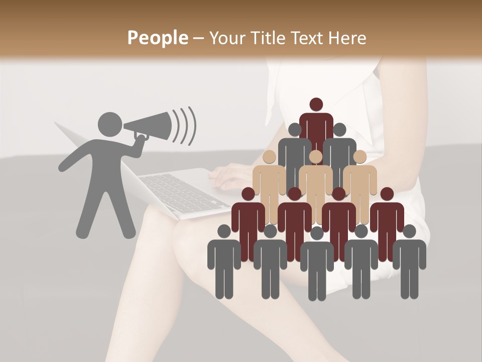 A Woman Sitting On A Couch Using A Laptop Computer PowerPoint Template