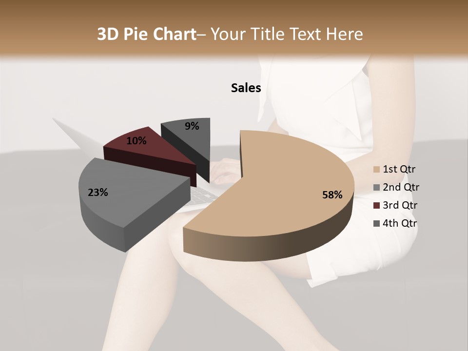 A Woman Sitting On A Couch Using A Laptop Computer PowerPoint Template