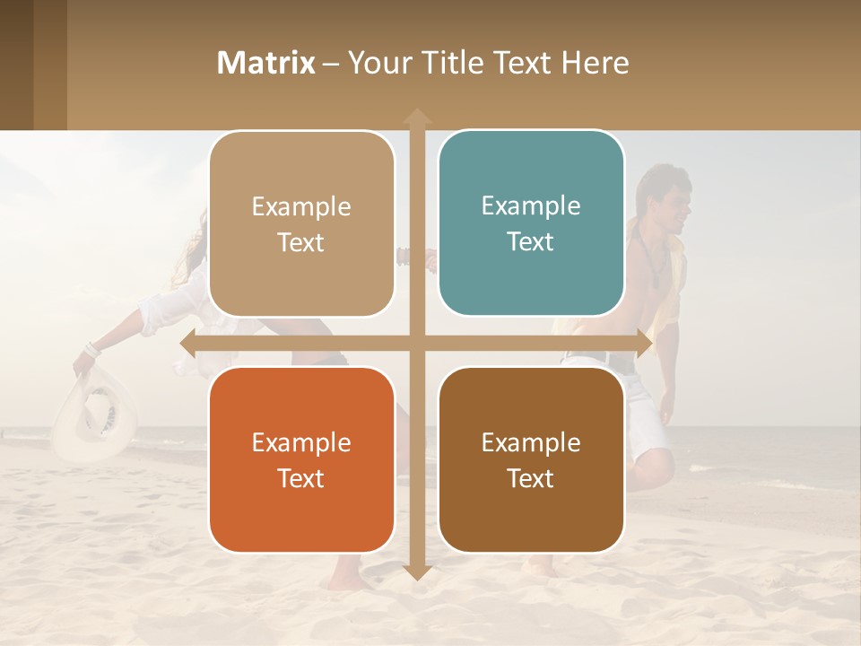 A Man And A Woman Playing Frisbee On The Beach PowerPoint Template