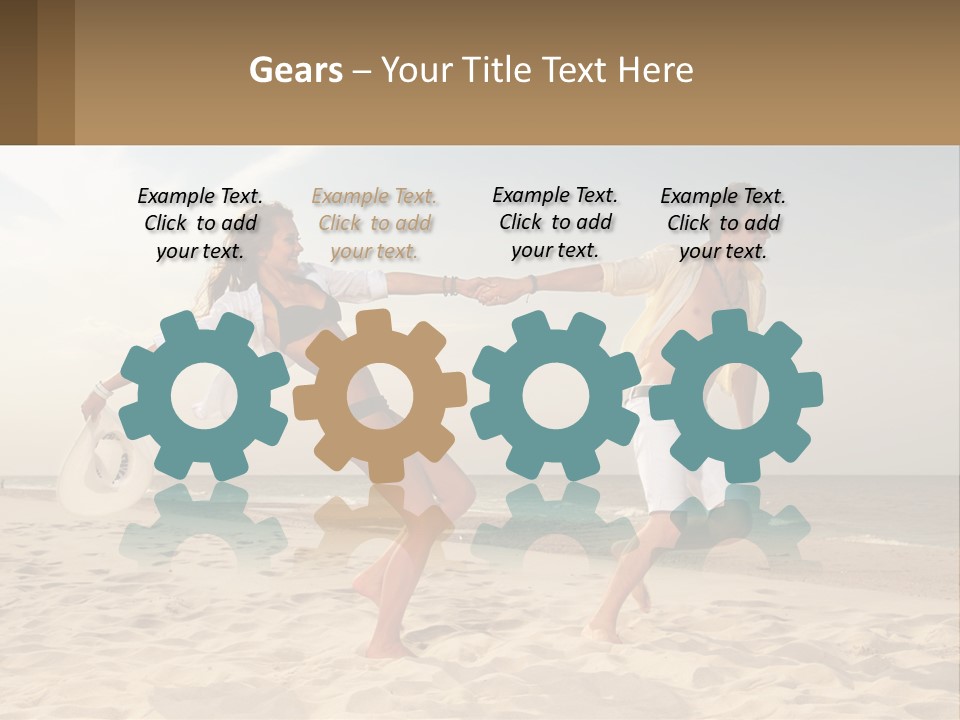 A Man And A Woman Playing Frisbee On The Beach PowerPoint Template