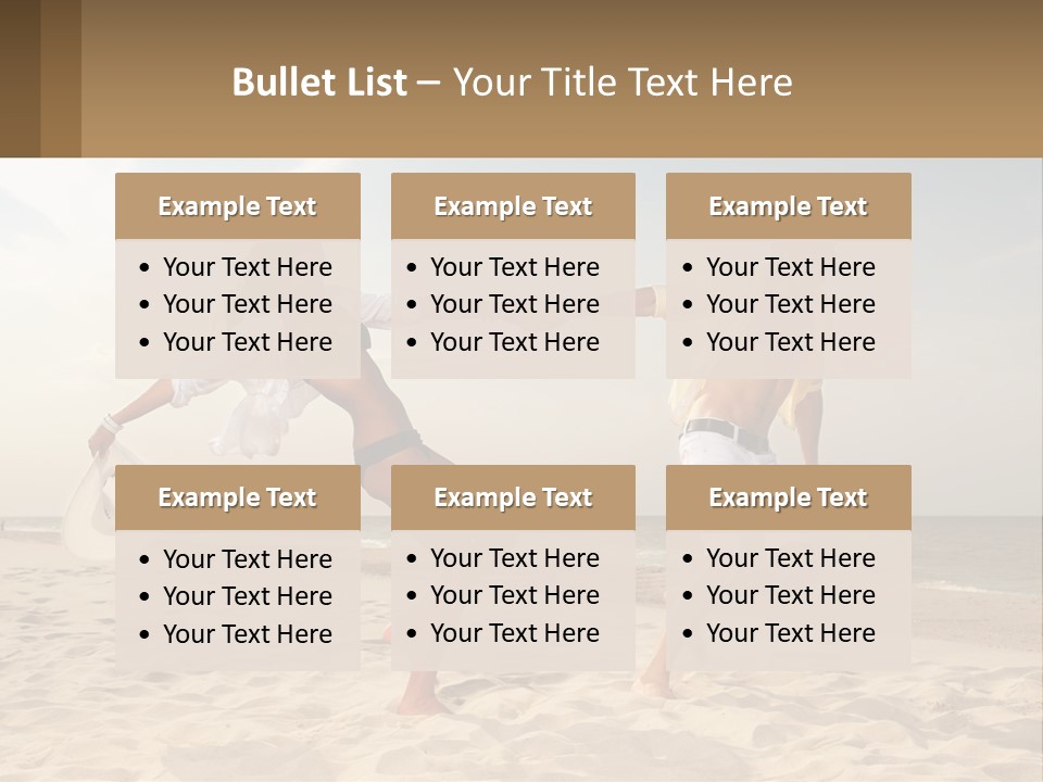 A Man And A Woman Playing Frisbee On The Beach PowerPoint Template