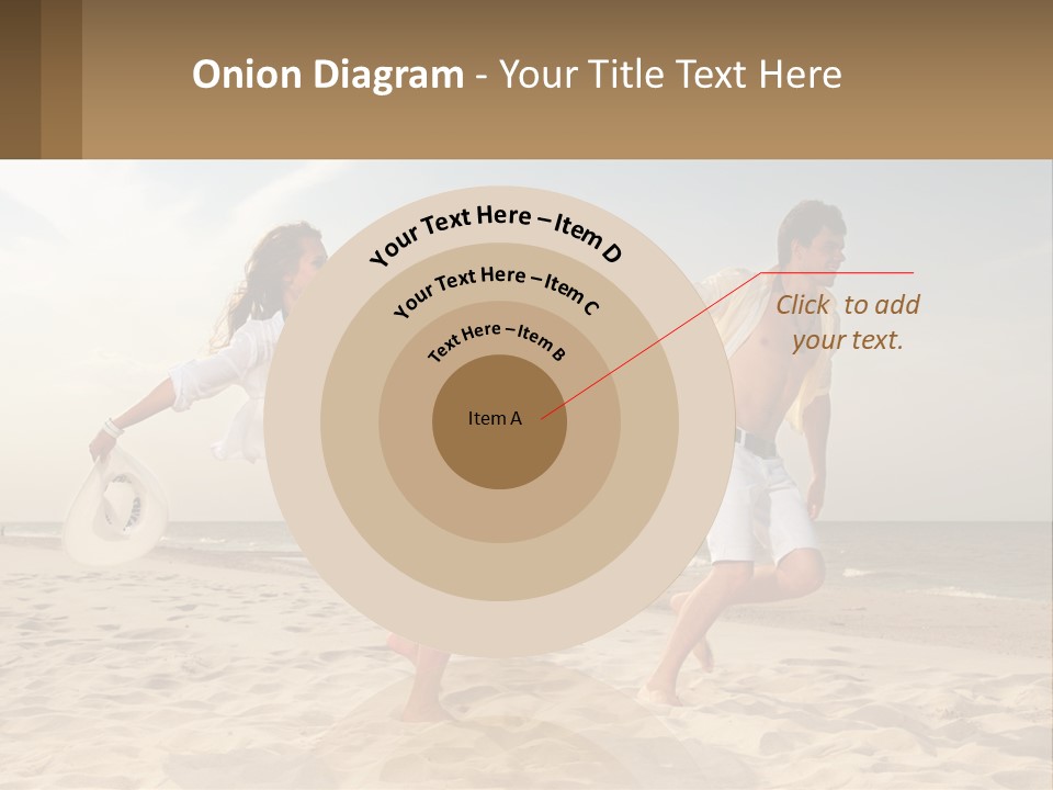 A Man And A Woman Playing Frisbee On The Beach PowerPoint Template