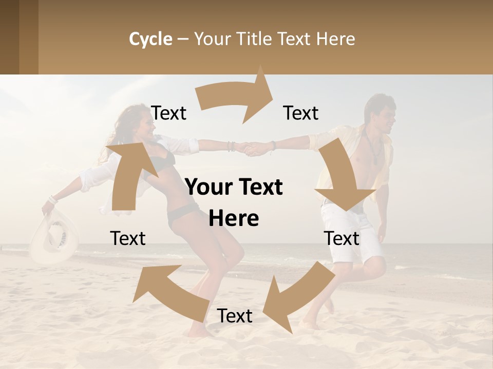 A Man And A Woman Playing Frisbee On The Beach PowerPoint Template