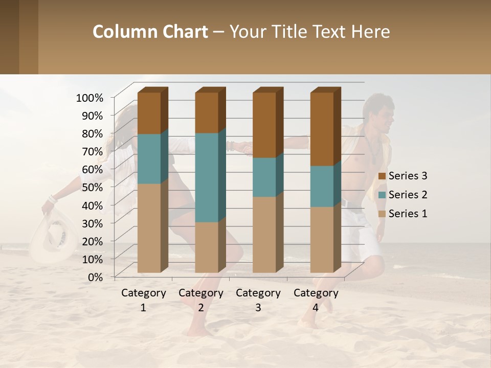 A Man And A Woman Playing Frisbee On The Beach PowerPoint Template