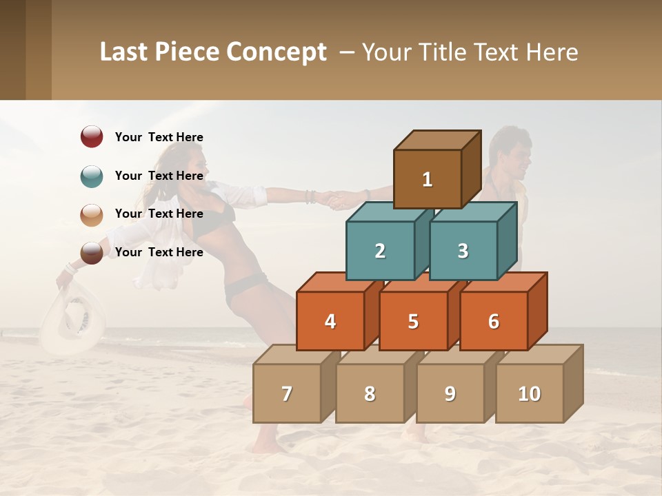 A Man And A Woman Playing Frisbee On The Beach PowerPoint Template