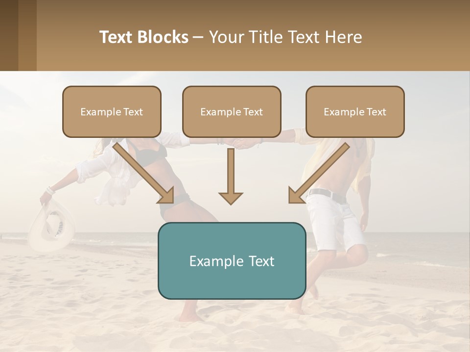 A Man And A Woman Playing Frisbee On The Beach PowerPoint Template