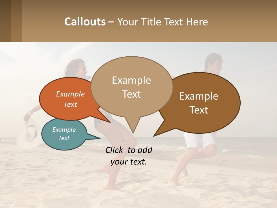 A Man And A Woman Playing Frisbee On The Beach PowerPoint Template