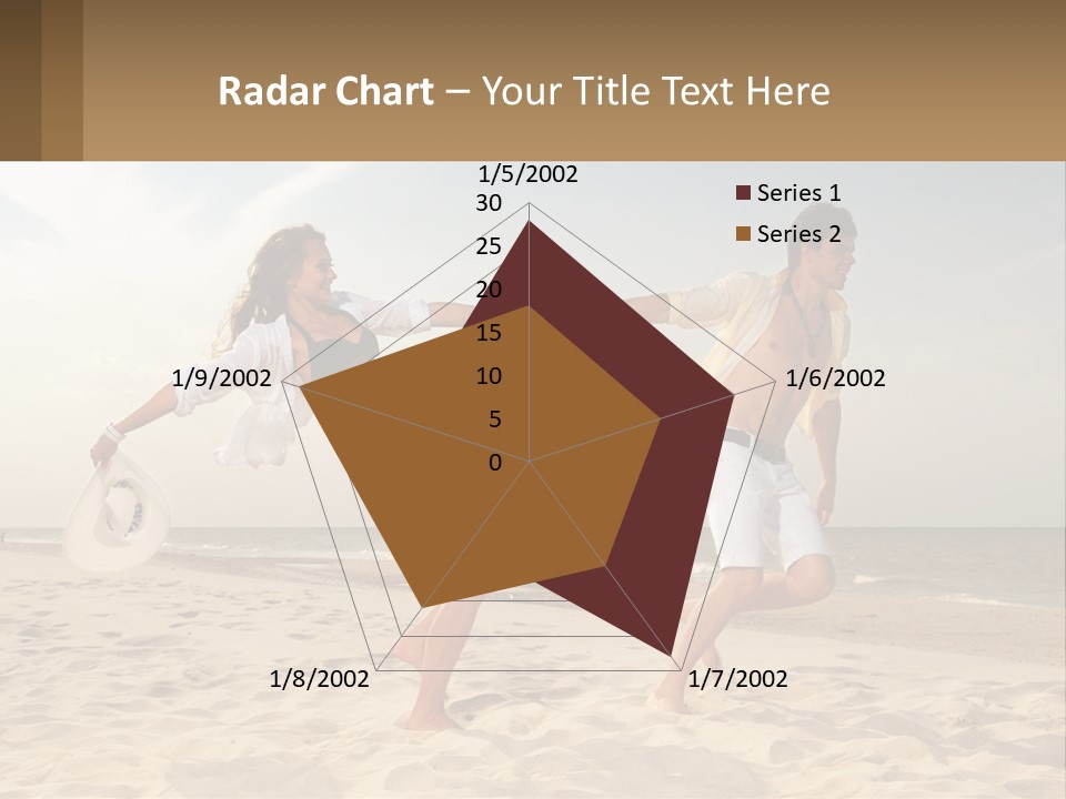 A Man And A Woman Playing Frisbee On The Beach PowerPoint Template