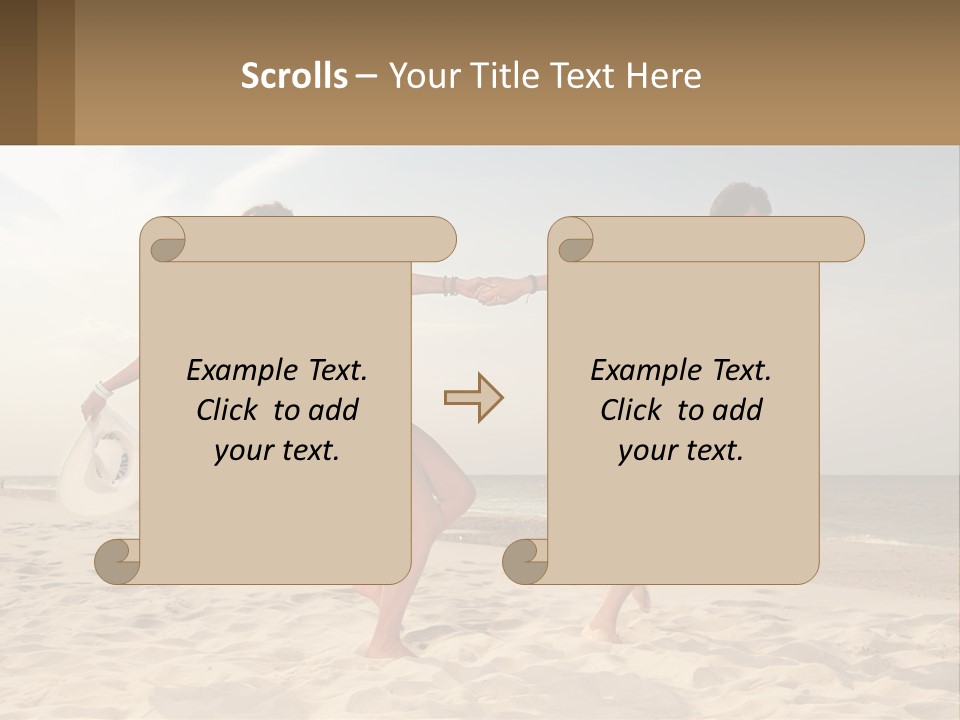 A Man And A Woman Playing Frisbee On The Beach PowerPoint Template