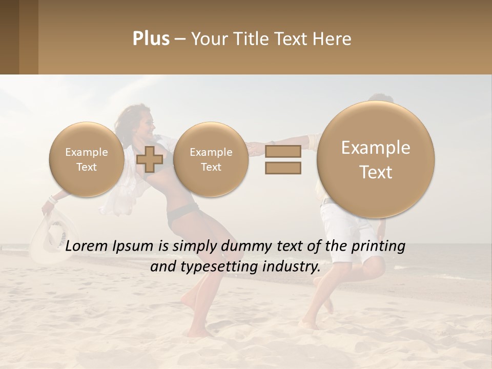 A Man And A Woman Playing Frisbee On The Beach PowerPoint Template