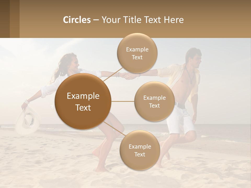 A Man And A Woman Playing Frisbee On The Beach PowerPoint Template