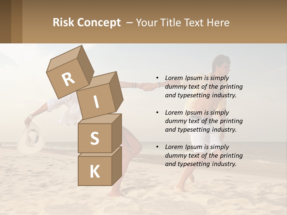 A Man And A Woman Playing Frisbee On The Beach PowerPoint Template