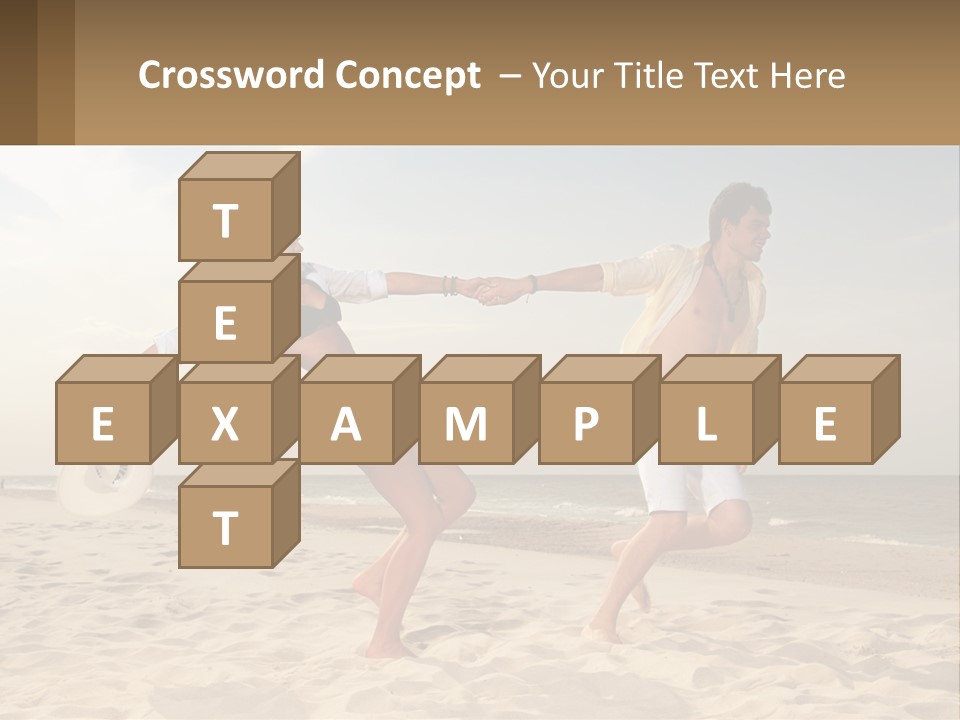 A Man And A Woman Playing Frisbee On The Beach PowerPoint Template