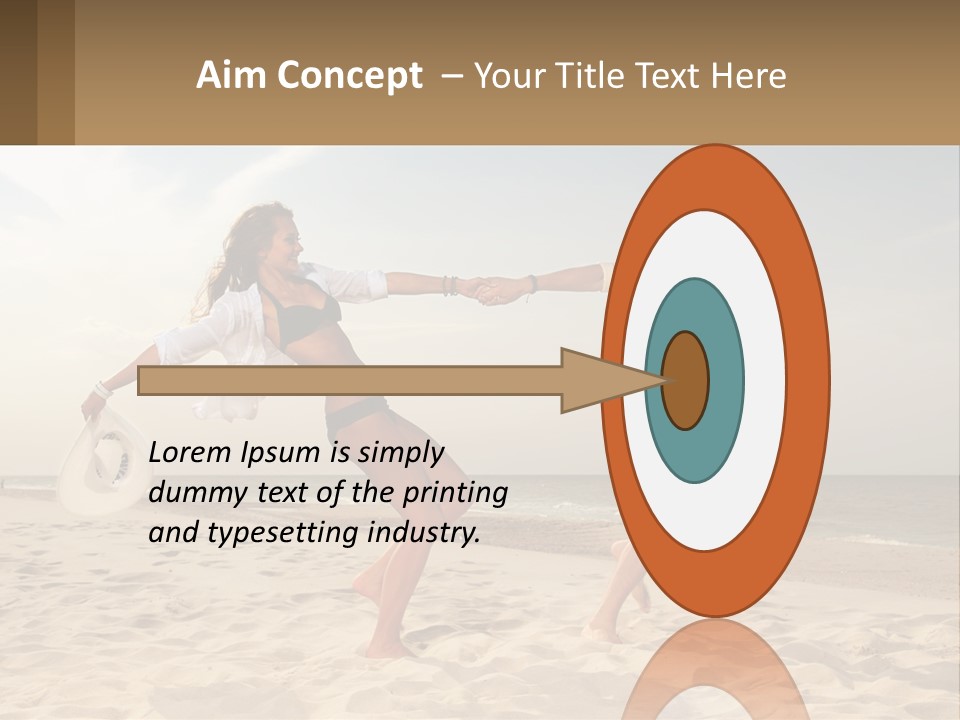 A Man And A Woman Playing Frisbee On The Beach PowerPoint Template