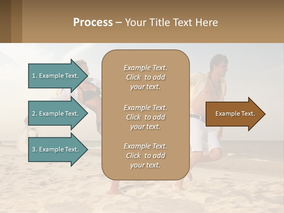 A Man And A Woman Playing Frisbee On The Beach PowerPoint Template