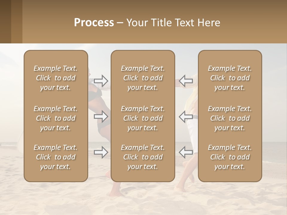 A Man And A Woman Playing Frisbee On The Beach PowerPoint Template